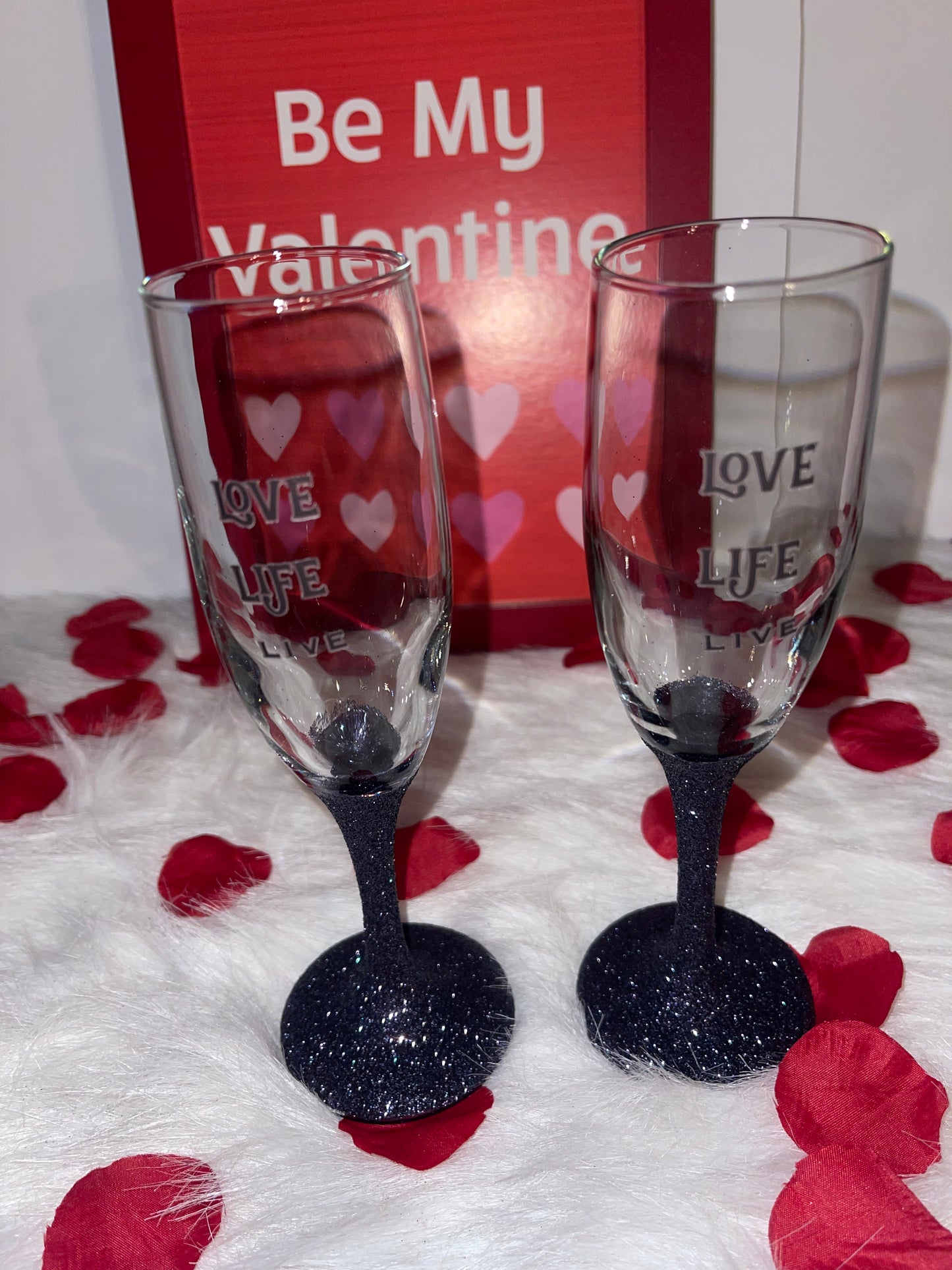 Custom Black Bling Wine Glasses